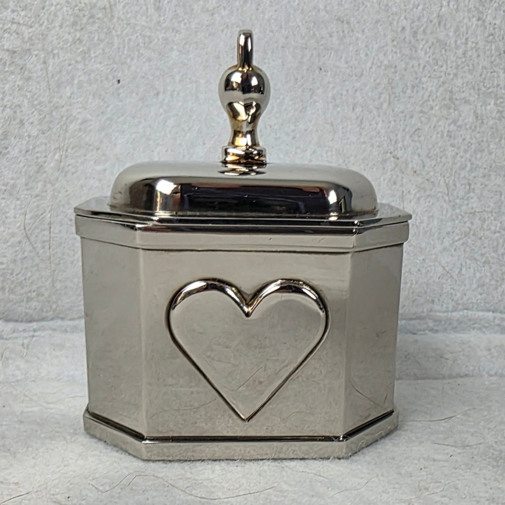Lenox Kirk Stieff Williamsburg Silverplate Heart Trinket Box Vintage 3